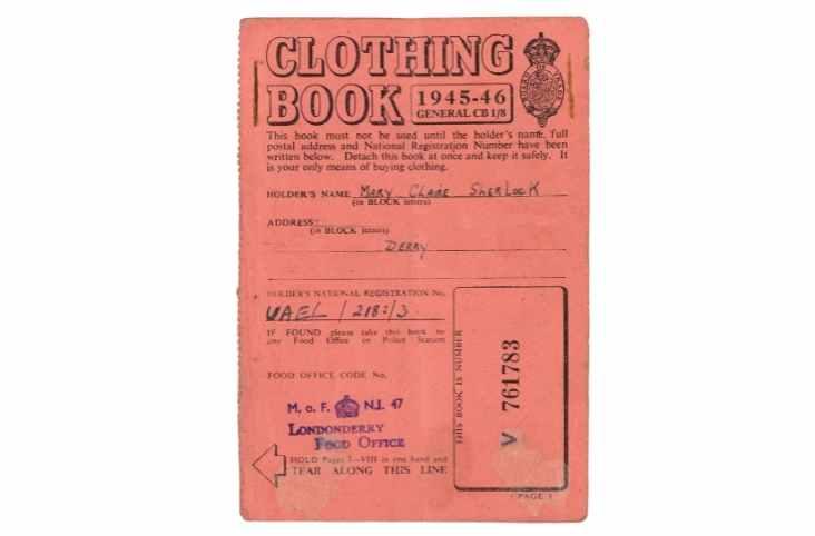 Clothing ration book which belonged to Mary Claire Sherlock.