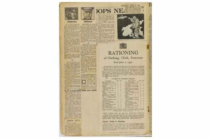 Original Rationing of Clothing and Footwear Information Leaflet which is included in a wartime scrapbook which was created by John Potter who was 16 at the time.