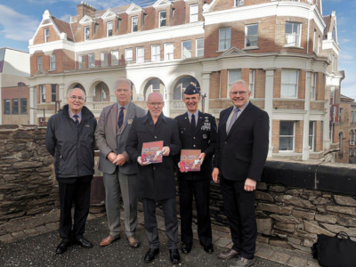 NIWM Trustee, Mr Richard Doherty, NIWM Chairman Colonel (Retd) Don Bigger, Author Clive Moore, US Representative Dr Paul Roelle and Lord Lieutenant for the City and County Borough of Londonderry, Mr Ian Crowe MBE pictured at Waterloo Place.