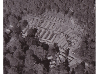 Aerial photo of US Army Hospital operated by Company D of the 109th Medical Battalion at Necarne Castle near Irvinestown. Photo courtesy of Clive Moore, US Forces in Northern Ireland during WW2, Flickr Collection.