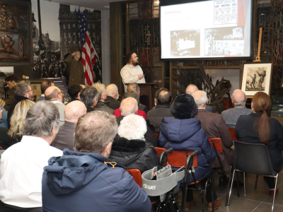 Author Michael Burns speaking at the launch