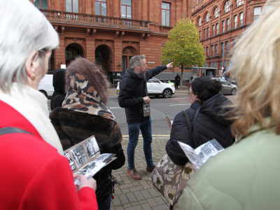 A group on the Belfast Blitz Cathedral Quarter Walking Tour