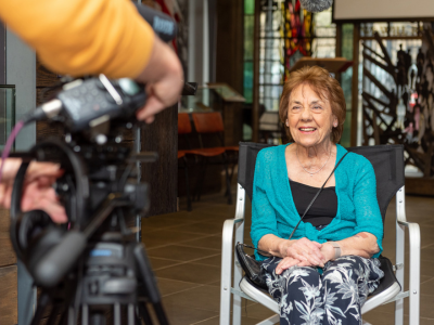 W&M177 Sheila Hughes being interviewed in the NIWM gallery