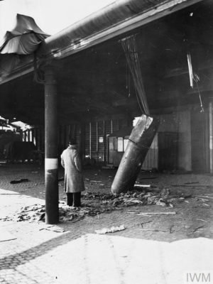 An unexploded parachute mine somewhere in Britain - IWM HU 2122