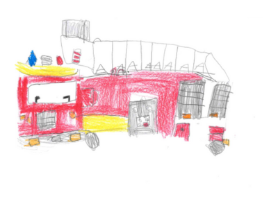 Christmas card of a Fire Engine