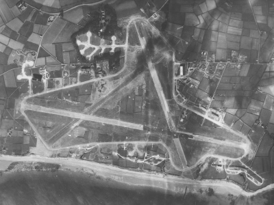Aerial view of AAF 237, formerly RAF Greencastle in 1943