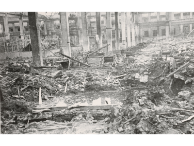 Bomb damage at the Alexandra Works caused by a parachute mine