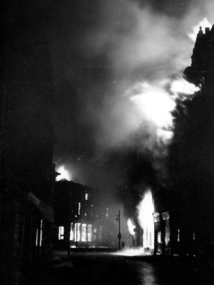 Bridge Street in flames